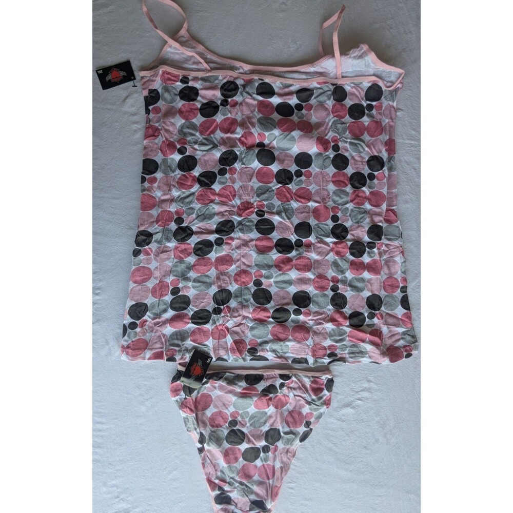 Dangerous Duds Cami & Panty Set Size 2XL Pink Gray Polka Dot Sleepwear NWT